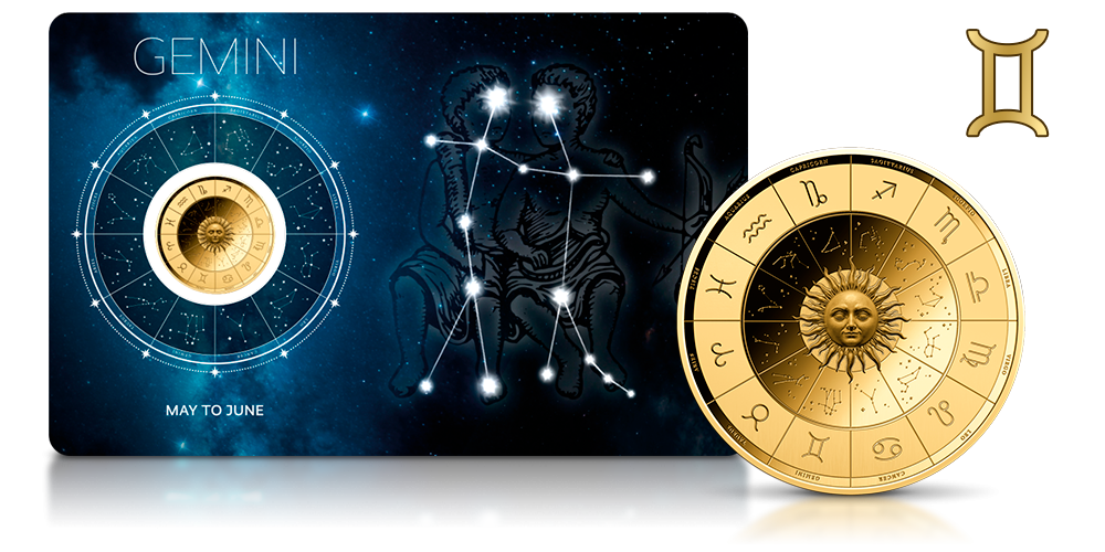 Zodiak na złotej monecie.