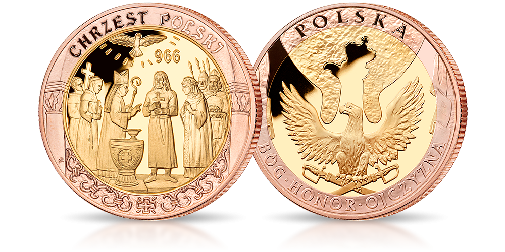 Chrzest Polski w dwóch rodzajach złota