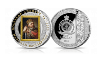 1000-lecie koronacji Bolesława Chrobrego. Jubileuszowa moneta wybita z 1 uncji czystego srebra próby 999/1000, selektywnie platerowana 24-karatowym złotem. Na rewersie kolorowa reprodukcja obrazu M. Bacciarellego.
