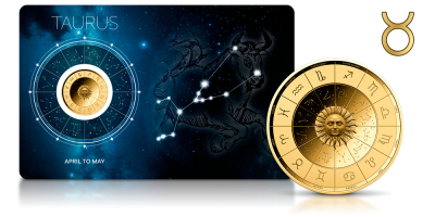 Byk - znak zodiaku na złotej monecie