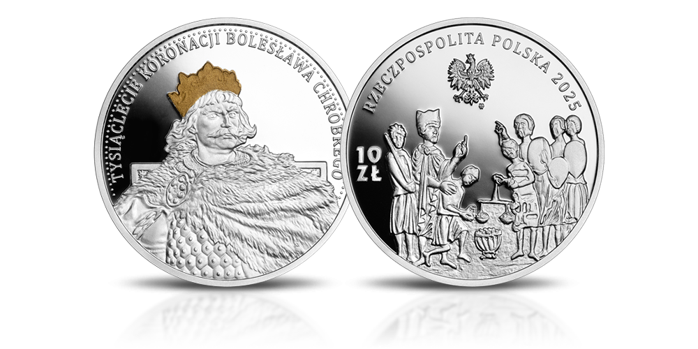  Tysiąclecie koronacji Bolesława Chrobrego na srebrnej monecie kolekcjonerskiej NBP
