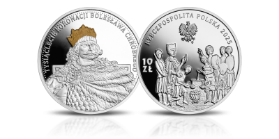 Tysiąclecie koronacji Bolesława Chrobrego - srebrna moneta emitowana przez Narodowy Bank Polski