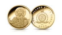 Chrystus Pantokrator na monecie wybitej w czystym złocie.