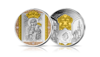 Czarna Madonna na srebrnej monecie o masie 5 uncji.