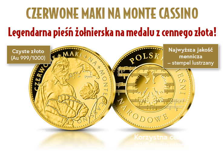 Legendarna pieśń żołnierska na medalu z cennego złota