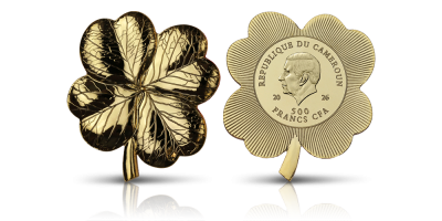 Czterolistna koniczyna - moneta uszlachetniona 24-karatowym złotem 