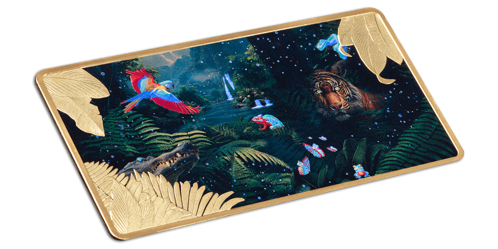 Moneta selektywnie uszlachetniona 24-karatowym złotem.