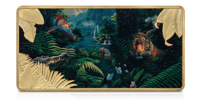 Dżungla nocą - srebrna moneta z efektem UV 