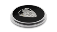 Elvis Presley - oficjalna srebrna moneta w kształcie kostki gitarowej w ochronnej kapsule.