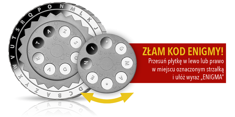Enigma - największa zagadka II wojny światowej na srebrnej monecie z mechanizmem obrotowym