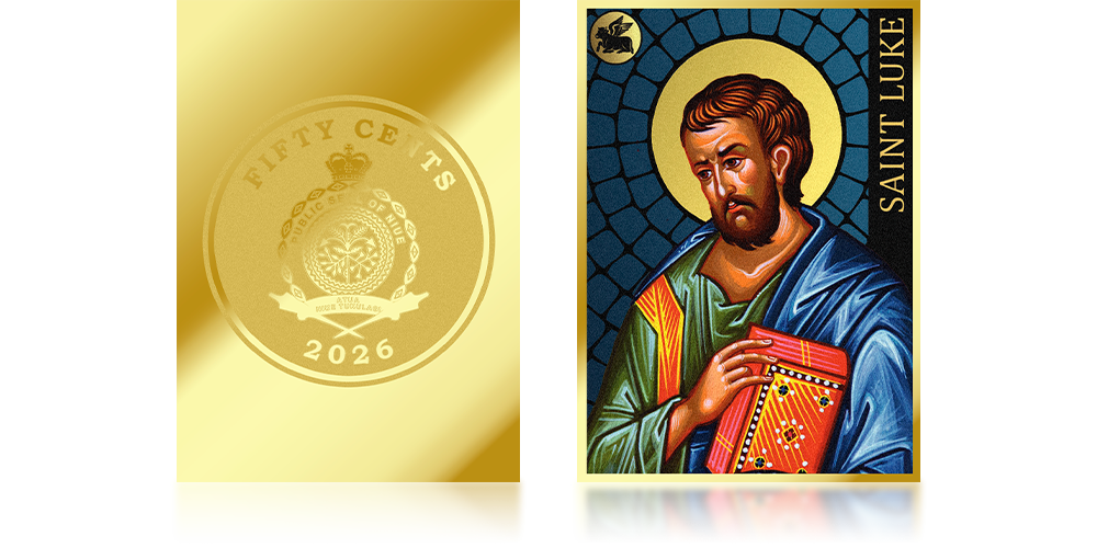  św. Łukasz Ewangelista na monecie z czystego złota