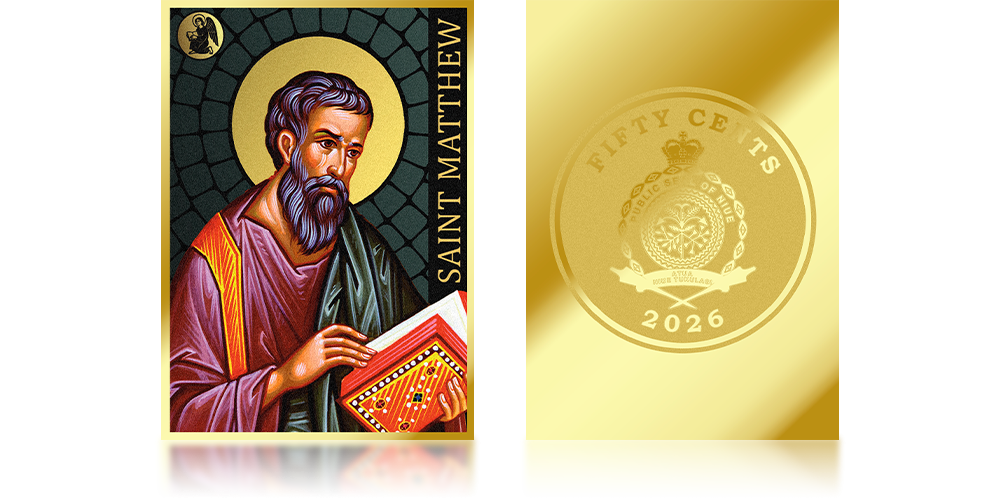  św. Mateusz Ewangelista na monecie z czystego złota