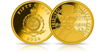 Giuseppe Verdi na monecie wykonanej z czystego złota próby 999/1000