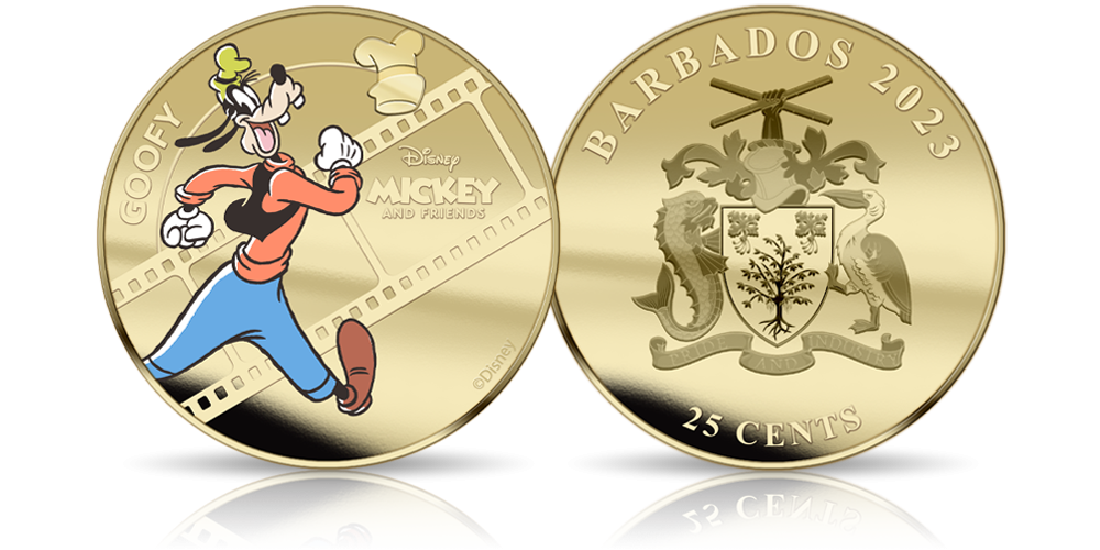 Goofy na monecie platerowane 24-karatowym złotem.