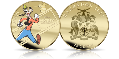 Goofy - moneta uszlachetniona złotem i ozdobiona tampondrukiem 