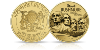 Mount Rushmore - moneta wykonana z czystego złota