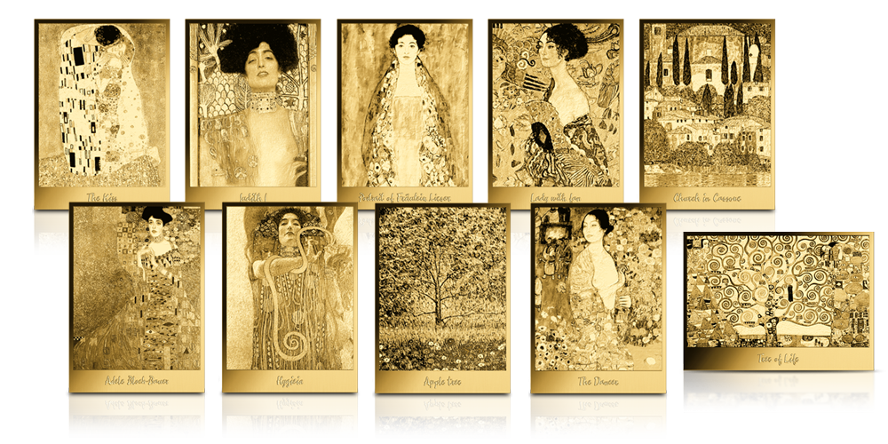 Gustav Klimt - twórczość artysty na złotych monetach.