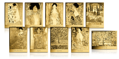 Gustav Klimt - zestaw 10 złotych monet z obrazami artysty 