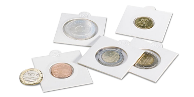 Białe holdery na monety 