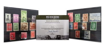 II wojna światowa Unikalny zestaw 21 oryginalnych znaczków z okresu konfliktu zbrojnego! 