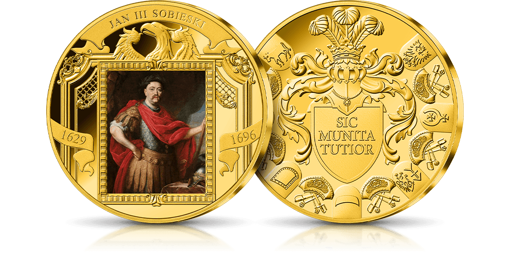 Jan III Sobieski na medalu platerowanym złotem