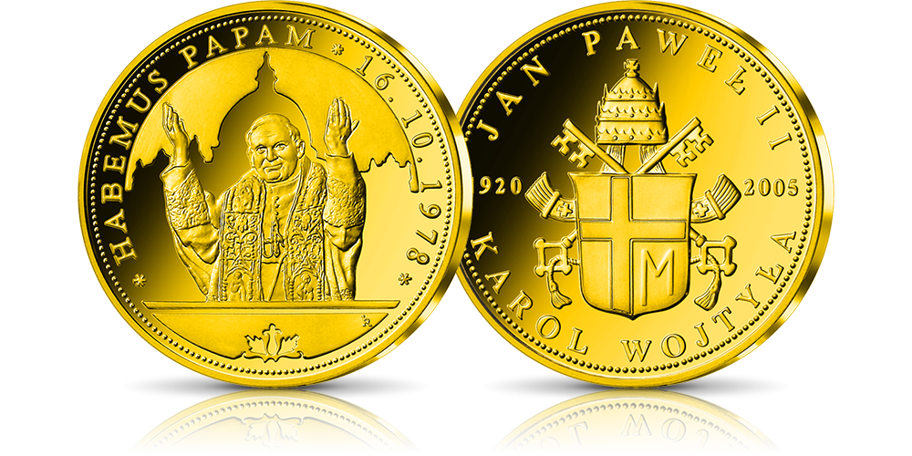Święty Jan Paweł II uwieczniony w cennym złocie