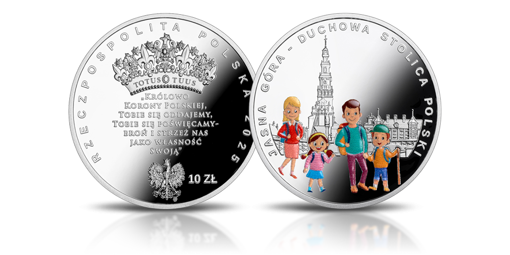 Jasna Góra na srebrnej monecie kolekcjonerskiej emitowanej przez NBP.