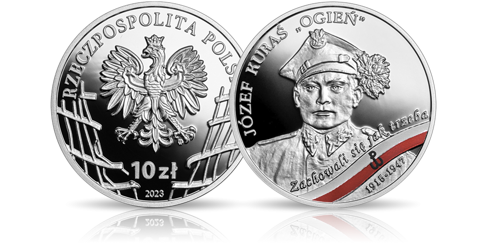 Józef Kuraś na srebrnej monecie NBP. Józef Kuraś na srebrnej monecie NBP.