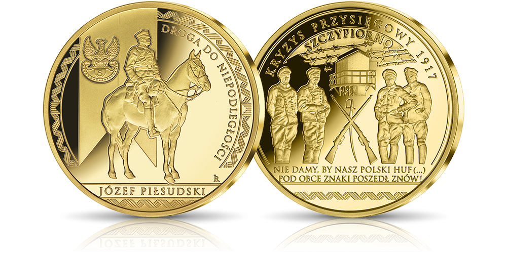 kolekcja Józef Piłsudski. Droga do Niepodległości - platerowany złotem medal Kryzys Przysięgowy