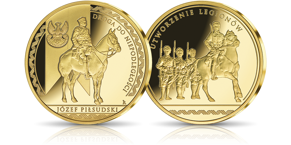  medal platerowany złotem Piłsudski