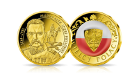  Józef Piłsudski na złotym medalu z emalią
