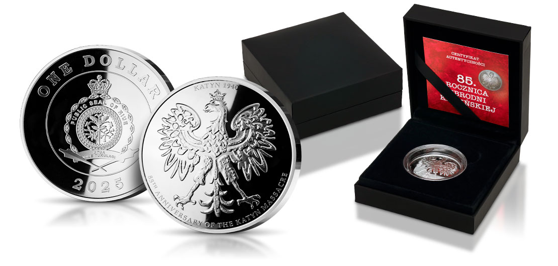 Srebrna moneta Kayń wraz z akcesoriami