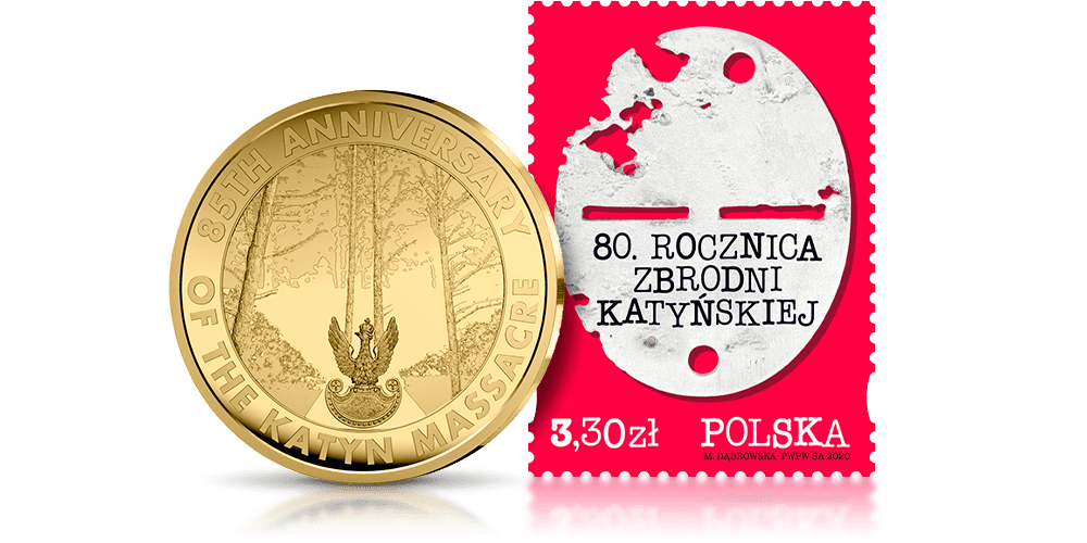  Katyń - w 85. rocznicę zbrodni katyńskiej oficjalna złota moneta.