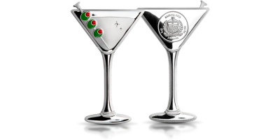 Koktajl Martini - srebrna moneta w kształcie kieliszka 