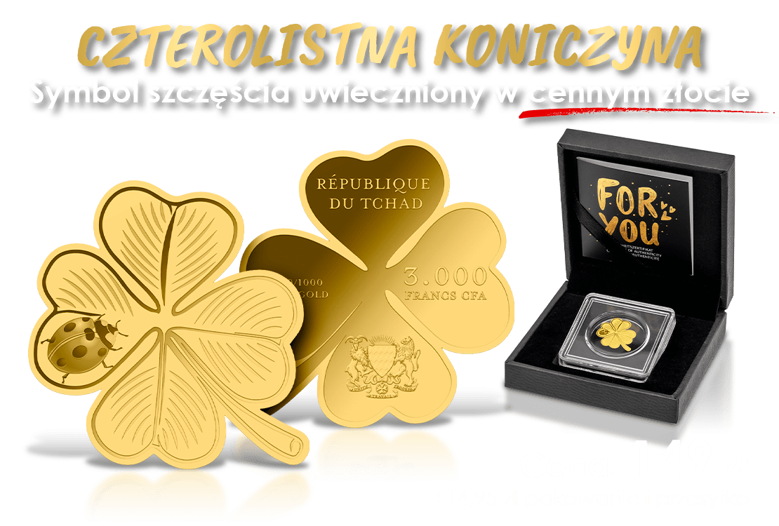 Czterolistna koniczyna - symbol szczęścia uwieczniony w czystym złocie