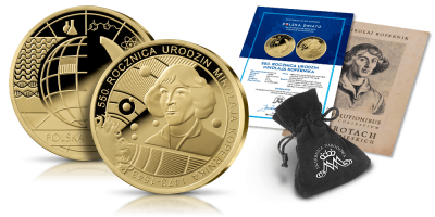 550. rocznica urodzin Mikołaja Kopernika - jubileuszowy medal uszlechetniony czystym złotem 