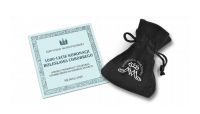 Akcesoria do monety GRATIS! Numerowany Certyfikat Autentyczności monety oraz welurowy woreczek z logo Skarbnicy Narodowej