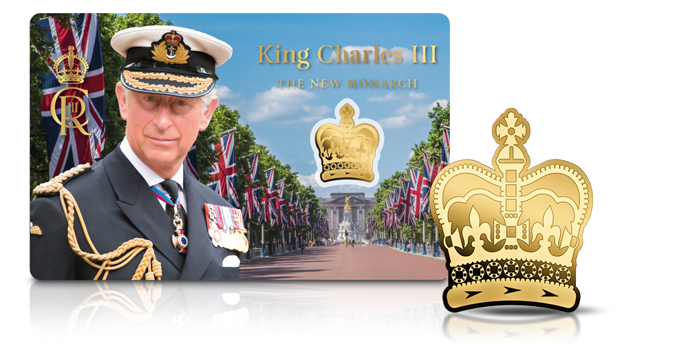 Koronacja Karola III na złotej monecie.