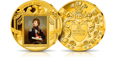 Platerowany złotem medal z portretem Tadeusza Kościuszki