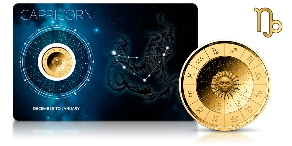 Zodiak na złotej monecie.
