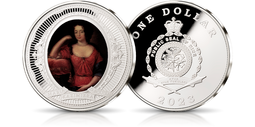 Królowa Marysieńka na srebrnej monecie