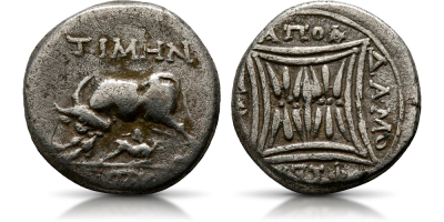 Krowa i cielę na unikalnej srebrnej drachmie sprzed ponad 2000 lat! 