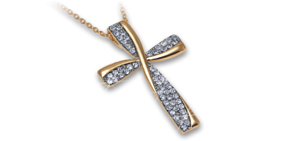 Krzyż z łańcuszkiem ozdobiony imponującymi kryształkami Swarovskiego