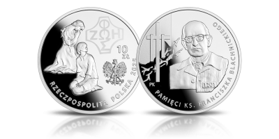 Pamięci księdza Franciszka Blachnickiego - srebrna moneta kolekcjonerska 10 zł, emitowana przez Narodowy Bank Polski