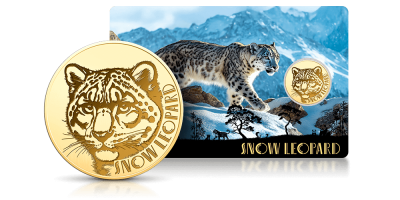 Lampart śnieżny - moneta wykonana z czystego złota 