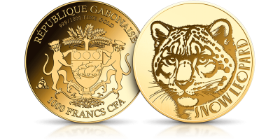 Lampart śnieżny - moneta kolekcjonerska wykonana z czystego złota 