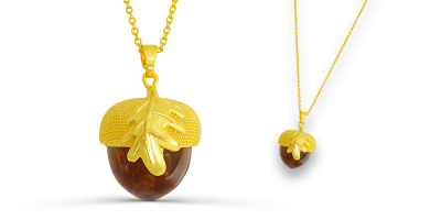 Łańcuszek i zawieszka z bursztynem  