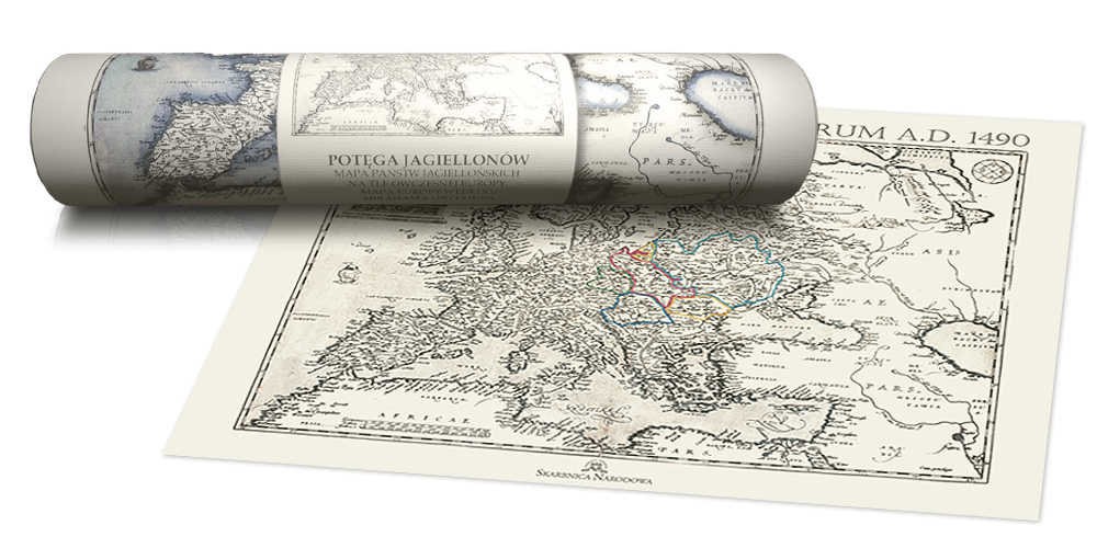   potęga jagiellonów reprint mapy xvi wiecznej europy z elegancką tubą