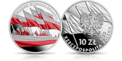 Marsz Niepodległości - srebrna moneta NBP 10 zł 