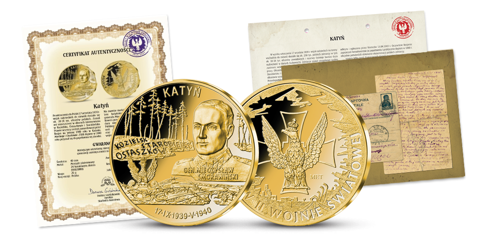 Medal Katyń z certyfikatem i kartą historyczną